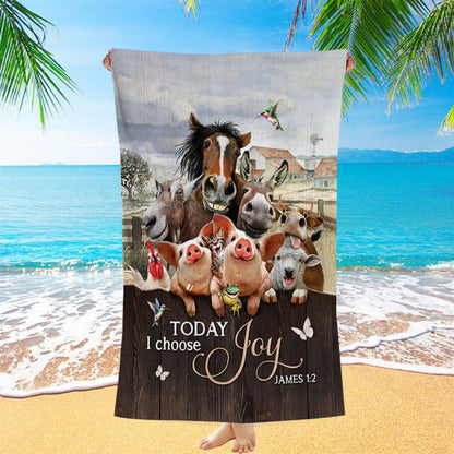 Today I Choose Joy Animal Hummingbird Beach Towel - Christian Beach Towel - Bible Verse Beach Towel