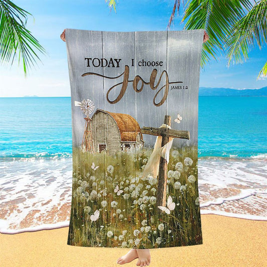 Today I Choose Joy Dandelion Field Beach Towel - Inspirational Beach Towel - Christian Beach Towel
