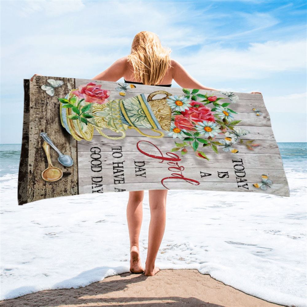 Today Is A Good Day Daisy Beach Towel - Christian Beach Towel Decor