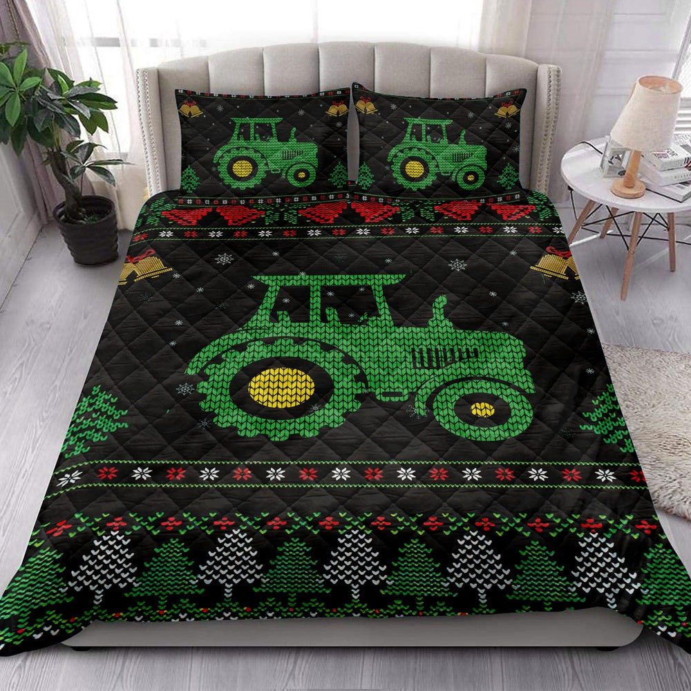 Tractor Quilt Set, Tractor Farm Country Ugly Chrismas Farmer Quilt Blanket