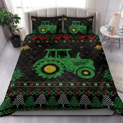 Tractor Quilt Set, Tractor Farm Country Ugly Chrismas Farmer Quilt Blanket