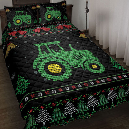 Tractor Quilt Set, Tractor Farm Country Ugly Chrismas Farmer Quilt Blanket