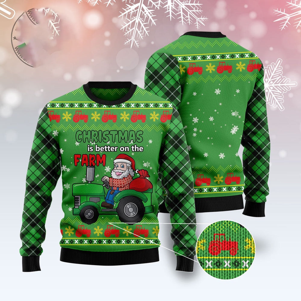 Tractor Santa Ugly Christmas Sweater, Funny Xmas Sweater, Sweater Xmas