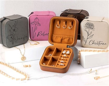 Travel Jewelry Box, Personalized Gifts For Her, Wedding Bridesmaid Gifts, Mother's Day Jewelry Case