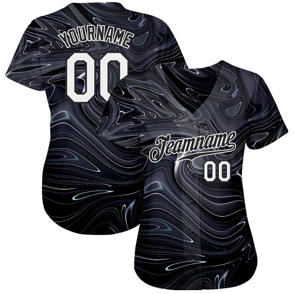 USA Baseball Jersey, Custom 3D Pattern Design Abstract Liquid Marbling Fluid Art Authentic Baseball Jersey, Team Jerseys Baseball