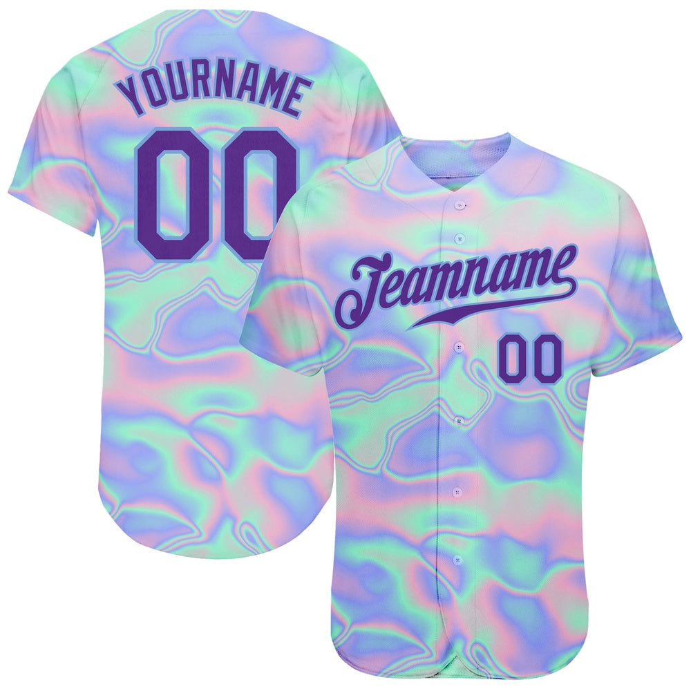 USA Baseball Jersey, Custom 3D Pattern Design Abstract Trendy Holographic Vaporwave Style Authentic Baseball Jersey, Team Jerseys Baseball
