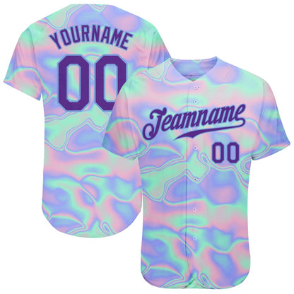 USA Baseball Jersey, Custom 3D Pattern Design Abstract Trendy Holographic Vaporwave Style Authentic Baseball Jersey, Team Jerseys Baseball