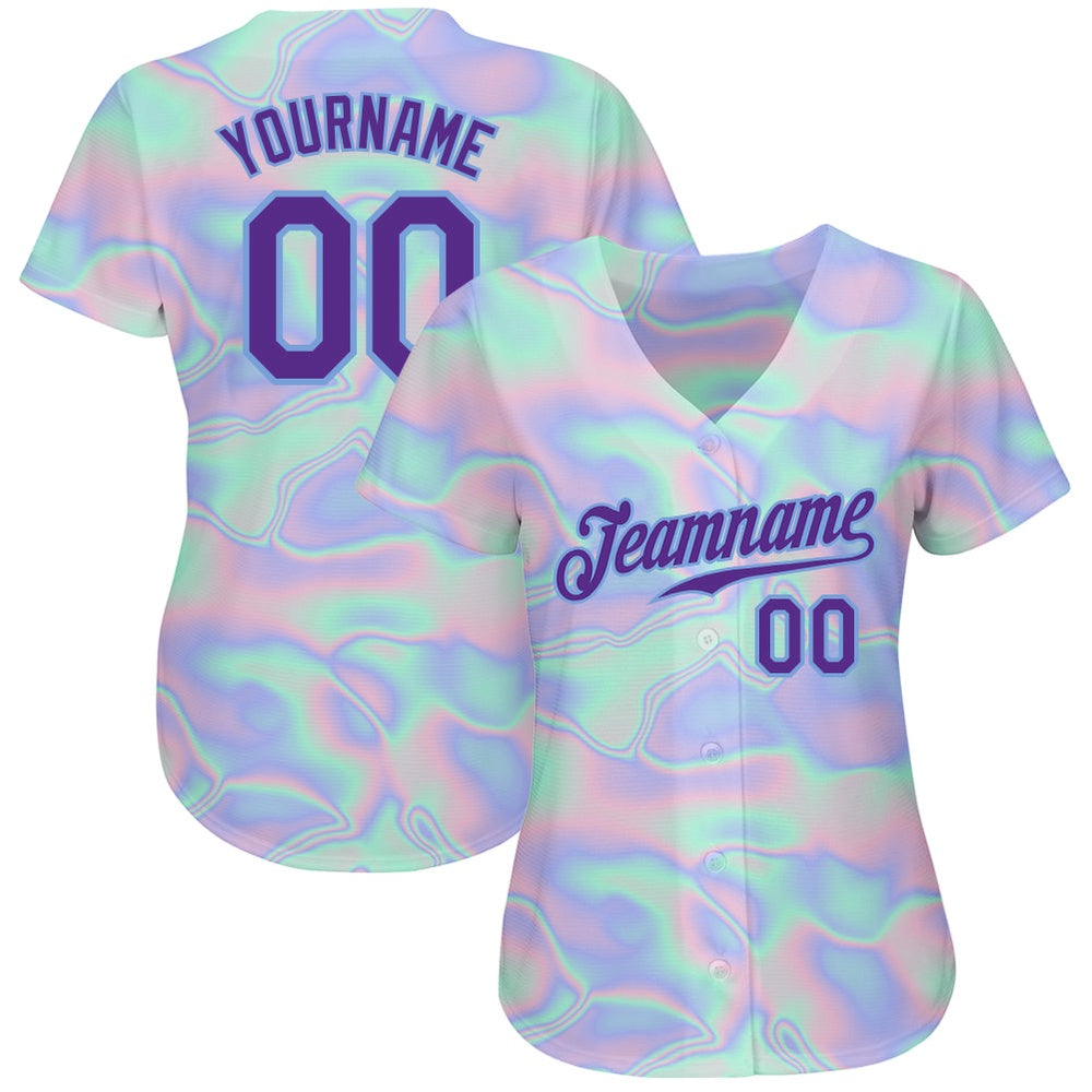 USA Baseball Jersey, Custom 3D Pattern Design Abstract Trendy Holographic Vaporwave Style Authentic Baseball Jersey, Team Jerseys Baseball