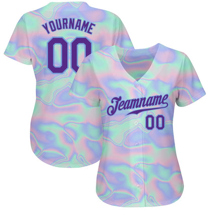USA Baseball Jersey, Custom 3D Pattern Design Abstract Trendy Holographic Vaporwave Style Authentic Baseball Jersey, Team Jerseys Baseball