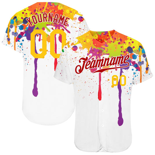 USA Baseball Jersey, Custom 3D Pattern Design Colorful Bright Ink Splashes Authentic Baseball Jersey, Team Jerseys Baseball