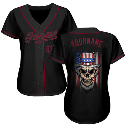 USA Baseball Jersey, Custom 3D Pattern Design Skull Uncle Sam American Flag Authentic Baseball Jersey, Team Jerseys Baseball