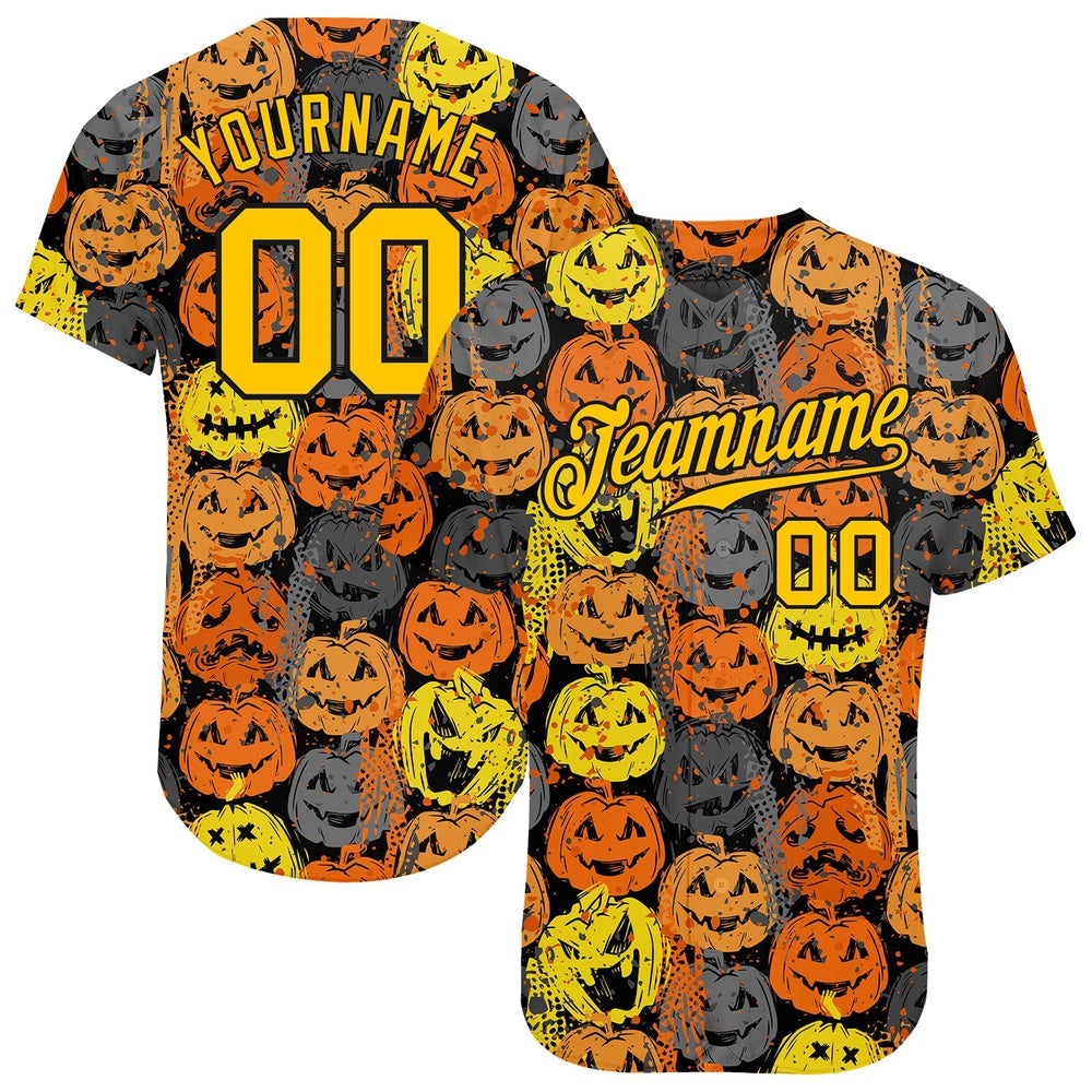 USA Baseball Jersey, Custom 3D Pattern Halloween Pumpkins Authentic Baseball Jersey, Team Jerseys Baseball