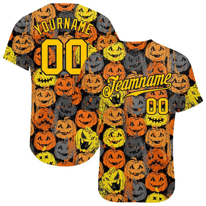 USA Baseball Jersey, Custom 3D Pattern Halloween Pumpkins Authentic Baseball Jersey, Team Jerseys Baseball