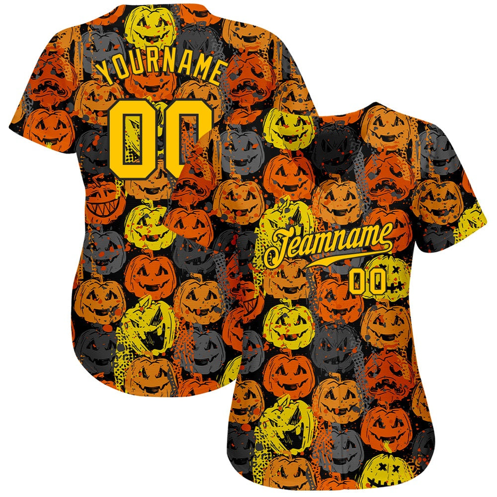 USA Baseball Jersey, Custom 3D Pattern Halloween Pumpkins Authentic Baseball Jersey, Team Jerseys Baseball
