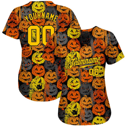 USA Baseball Jersey, Custom 3D Pattern Halloween Pumpkins Authentic Baseball Jersey, Team Jerseys Baseball