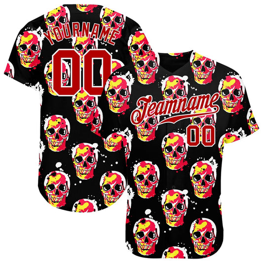 USA Baseball Jersey, Custom 3D Pattern Halloween Skulls Authentic Baseball Jersey, Team Jerseys Baseball