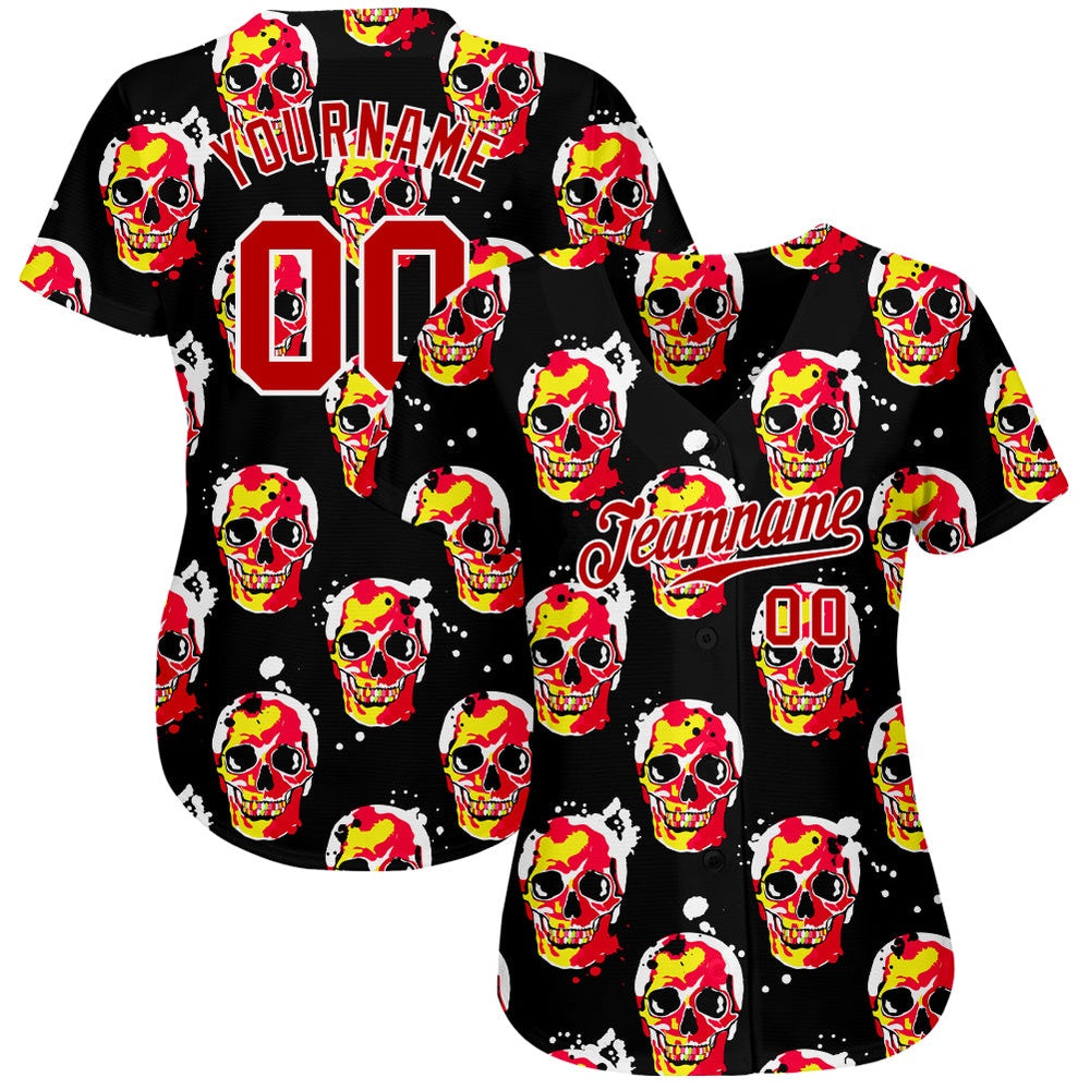 USA Baseball Jersey, Custom 3D Pattern Halloween Skulls Authentic Baseball Jersey, Team Jerseys Baseball