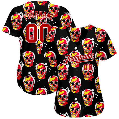 USA Baseball Jersey, Custom 3D Pattern Halloween Skulls Authentic Baseball Jersey, Team Jerseys Baseball