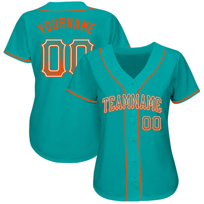 USA Baseball Jersey, Custom Aqua Orange White Authentic Drift Fashion Baseball Jersey, Team Jerseys Baseball