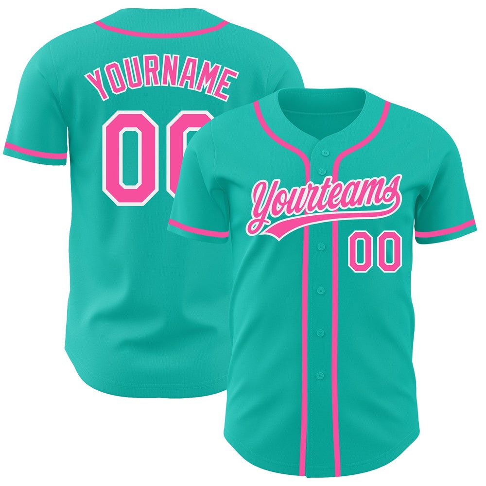 USA Baseball Jersey, Custom Aqua Pink White Authentic Baseball Jersey, Team Jerseys Baseball