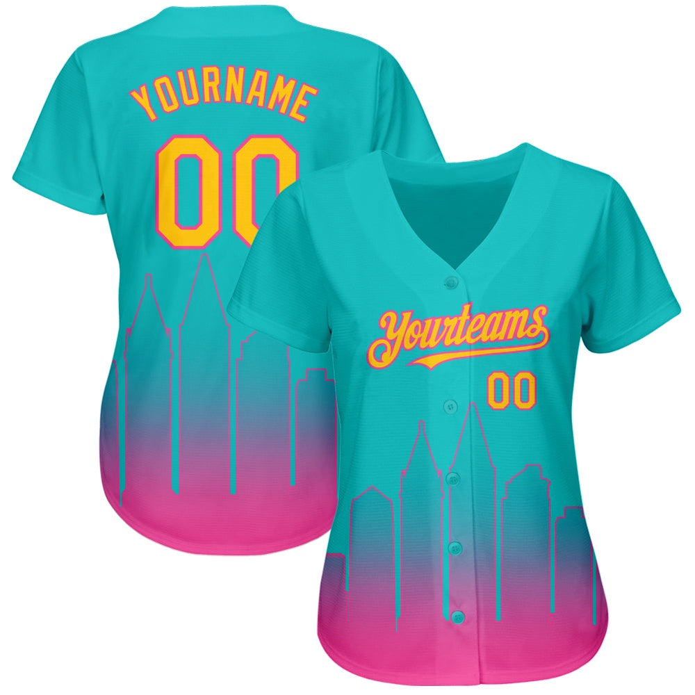 USA Baseball Jersey, Custom Aqua Yellow Pink 3D San Diego City Edition Fade Fashion Authentic Baseball Jersey, Team Jerseys Baseball