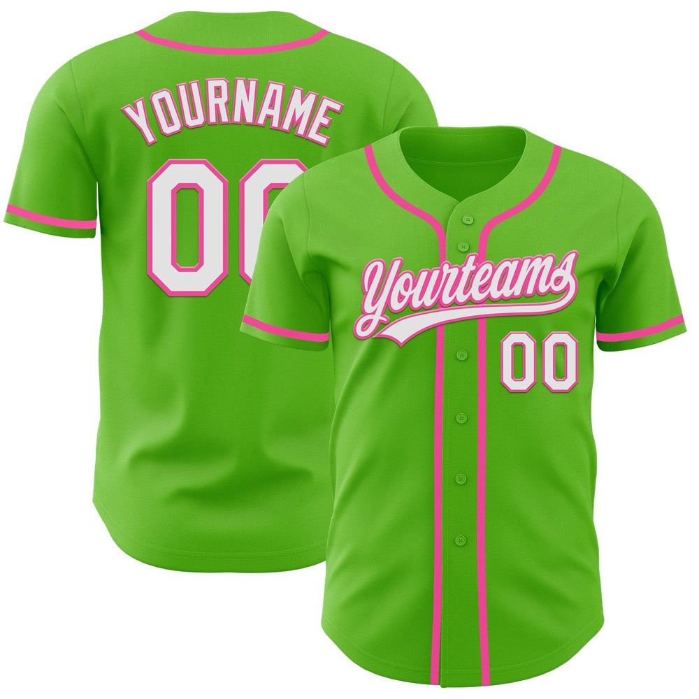 USA Baseball Jersey, Custom Aurora Green White Pink Authentic Baseball Jersey, Team Jerseys Baseball