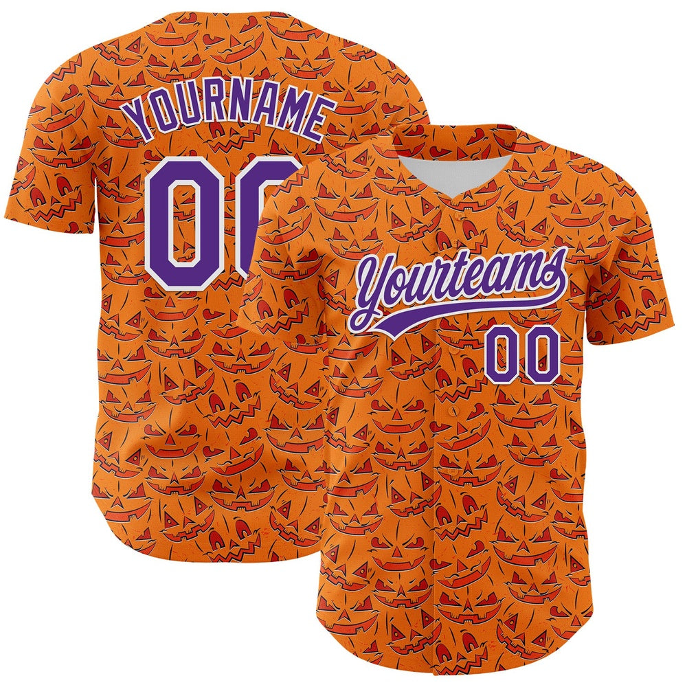 USA Baseball Jersey, Custom Bay Orange Purple White 3D Halloween Authentic Baseball Jersey, Team Jerseys Baseball