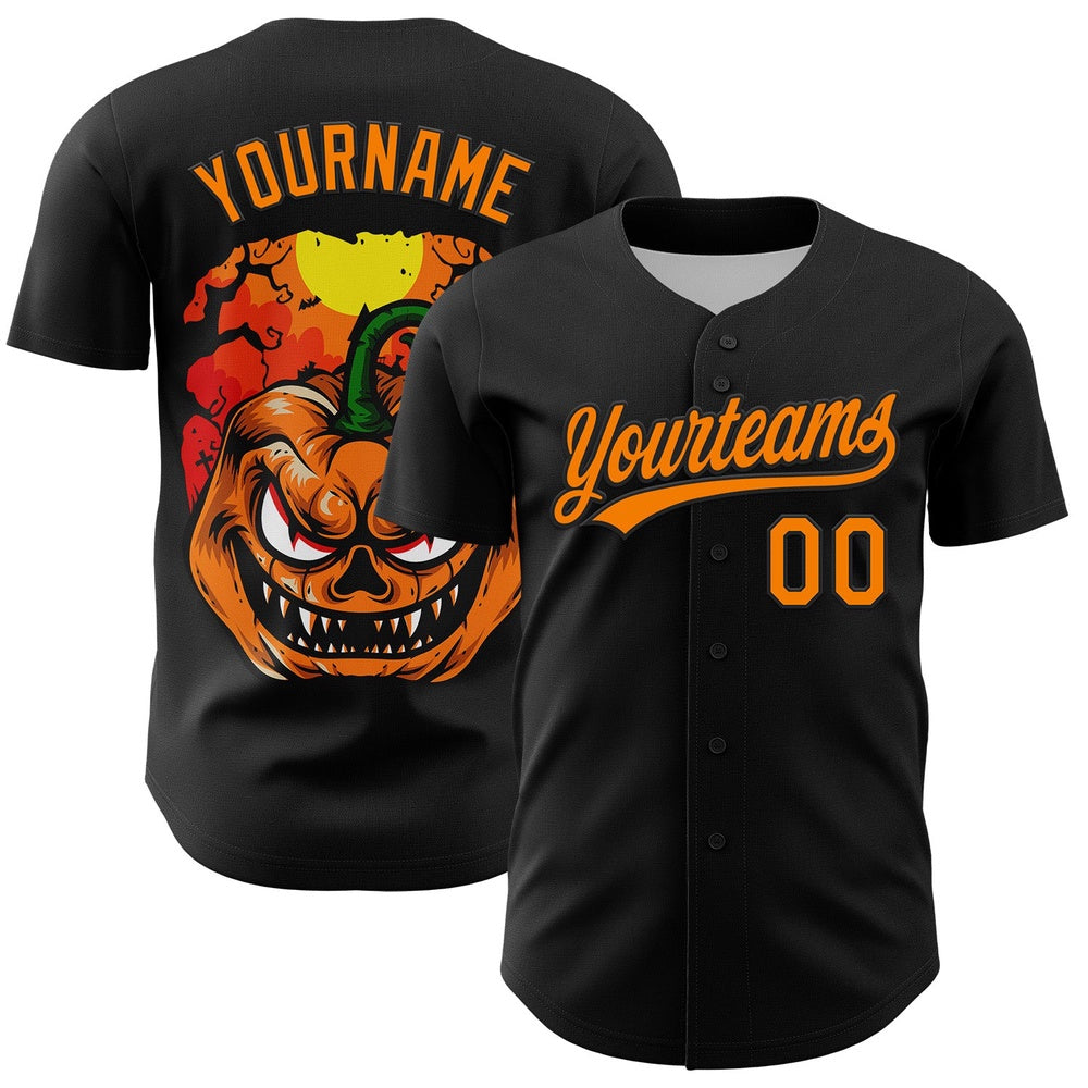 USA Baseball Jersey, Custom Black Bay Orange 3D Halloween Authentic Baseball Jersey, Team Jerseys Baseball