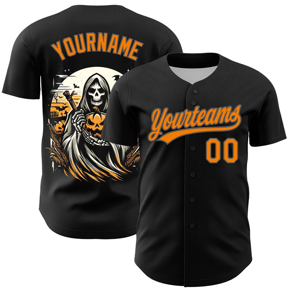 USA Baseball Jersey, Custom Black Bay Orange Steel Gray 3D Halloween Authentic Baseball Jersey, Team Jerseys Baseball