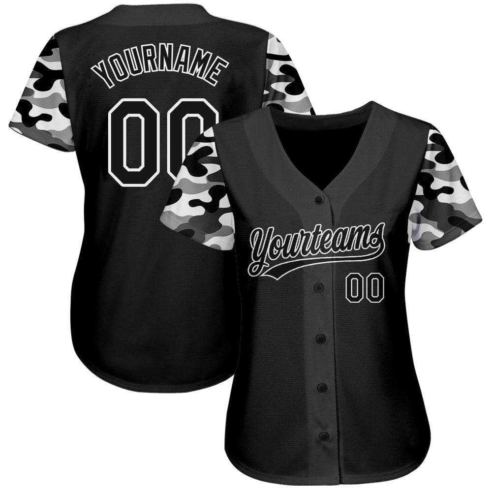 USA Baseball Jersey, Custom Black Black Camo 3D Pattern Design Authentic Baseball Jersey, Team Jerseys Baseball