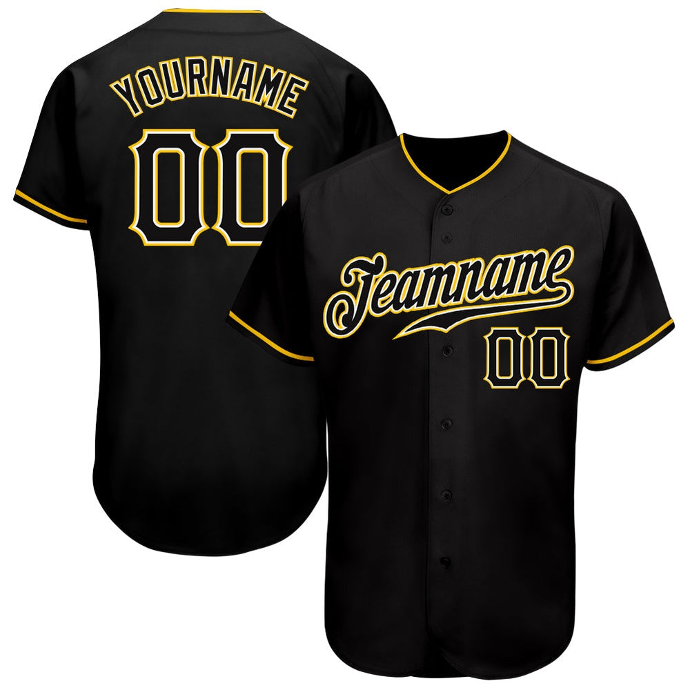 USA Baseball Jersey, Custom Black Black Gold Authentic Baseball Jersey, Team Jerseys Baseball