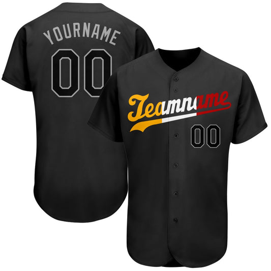 USA Baseball Jersey, Custom Black Black Gold Authentic Split Fashion Baseball Jersey, Team Jerseys Baseball
