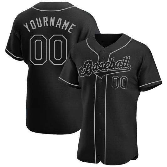 USA Baseball Jersey, Custom Black Black Gray Authentic Baseball Jersey, Team Jerseys Baseball
