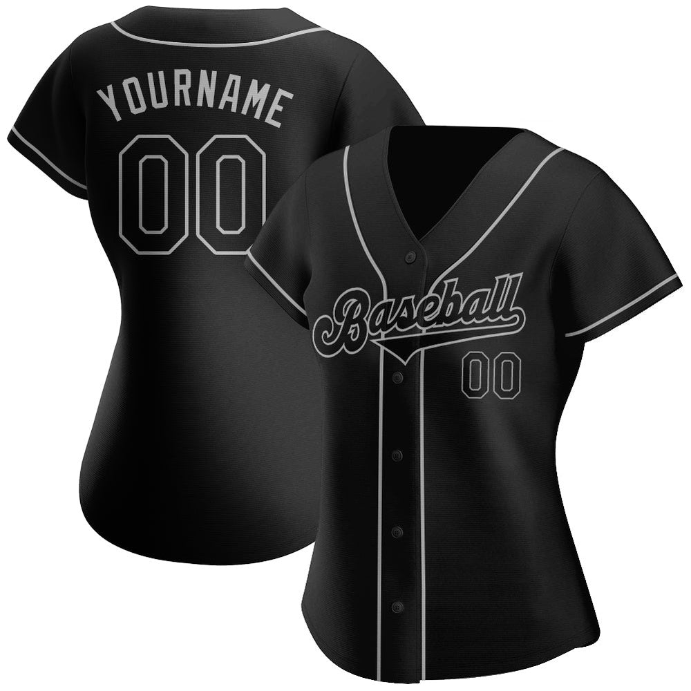 USA Baseball Jersey, Custom Black Black Gray Authentic Baseball Jersey, Team Jerseys Baseball