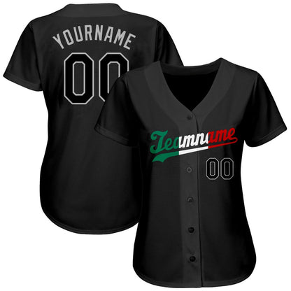 USA Baseball Jersey, Custom Black Black Kelly Green Authentic Split Fashion Baseball Jersey, Team Jerseys Baseball