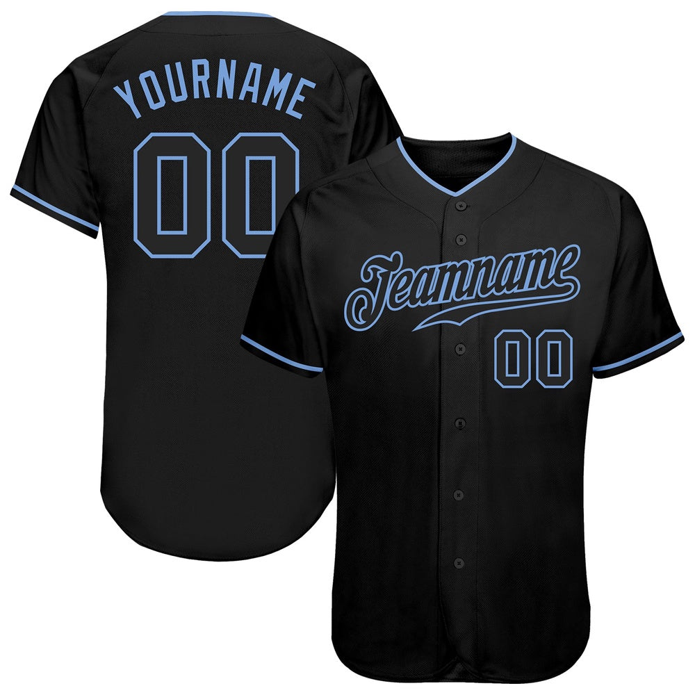 USA Baseball Jersey, Custom Black Black Light Blue Authentic Baseball Jersey, Team Jerseys Baseball