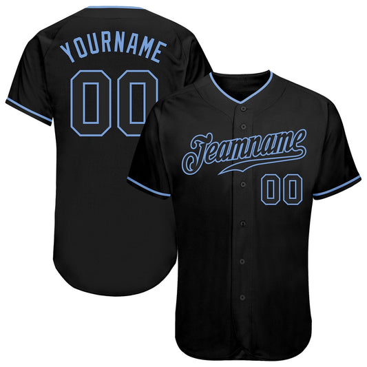 USA Baseball Jersey, Custom Black Black Light Blue Authentic Baseball Jersey, Team Jerseys Baseball