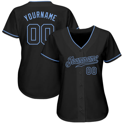 USA Baseball Jersey, Custom Black Black Light Blue Authentic Baseball Jersey, Team Jerseys Baseball