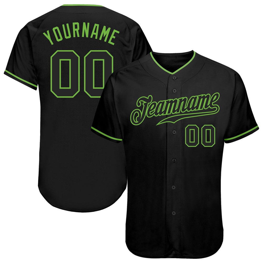 USA Baseball Jersey, Custom Black Black Neon Green Authentic Baseball Jersey, Team Jerseys Baseball