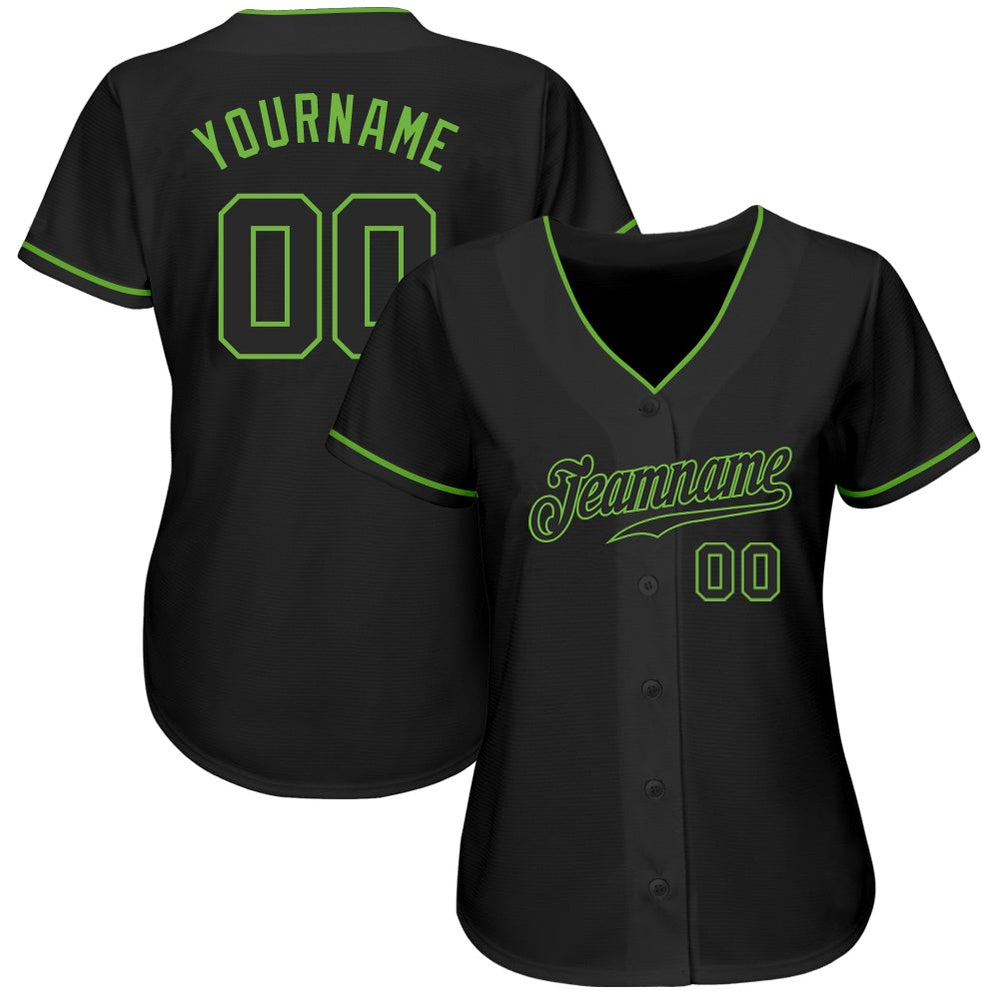 USA Baseball Jersey, Custom Black Black Neon Green Authentic Baseball Jersey, Team Jerseys Baseball