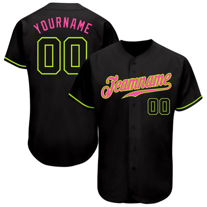 USA Baseball Jersey, Custom Black Black Neon Green Pink Authentic Baseball Jersey, Team Jerseys Baseball