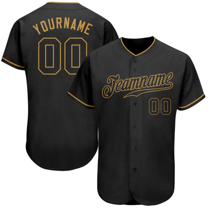 USA Baseball Jersey, Custom Black Black Old Gold Authentic Baseball Jersey, Team Jerseys Baseball