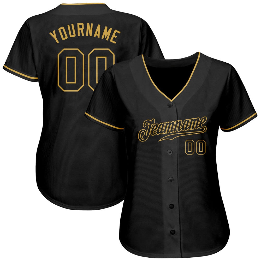USA Baseball Jersey, Custom Black Black Old Gold Authentic Baseball Jersey, Team Jerseys Baseball