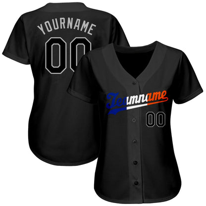 USA Baseball Jersey, Custom Black Black Orange Authentic Split Fashion Baseball Jersey, Team Jerseys Baseball