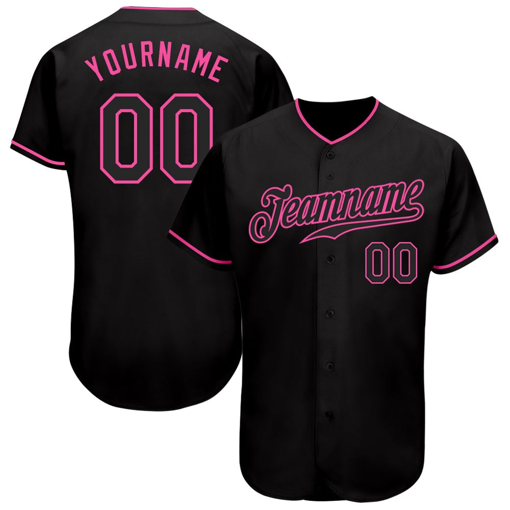 USA Baseball Jersey, Custom Black Black Pink Authentic Baseball Jersey, Team Jerseys Baseball