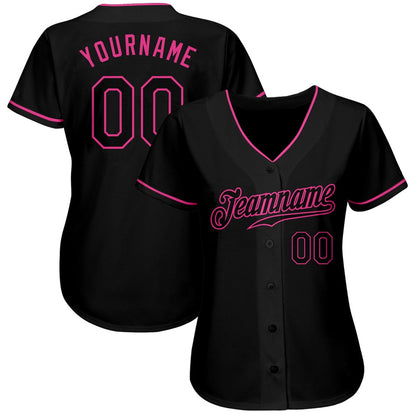 USA Baseball Jersey, Custom Black Black Pink Authentic Baseball Jersey, Team Jerseys Baseball