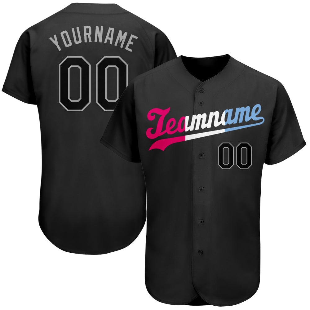 USA Baseball Jersey, Custom Black Black Pink Authentic Split Fashion Baseball Jersey, Team Jerseys Baseball
