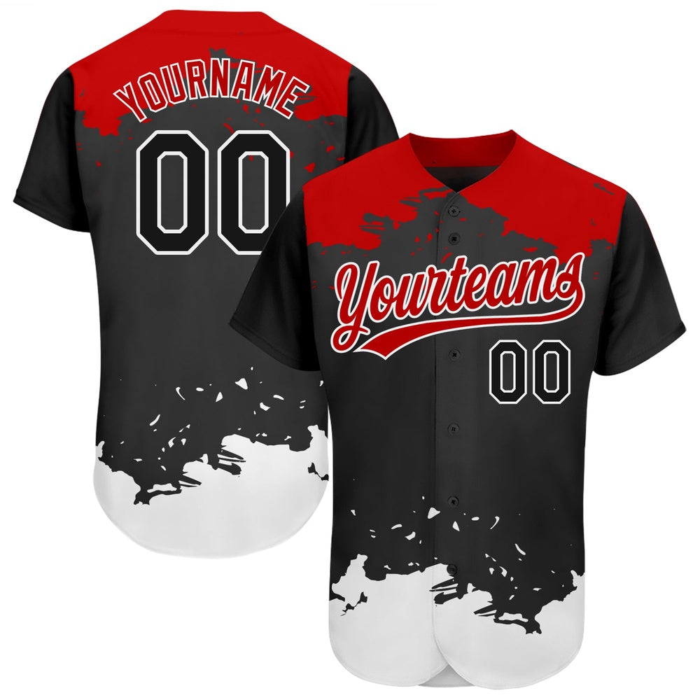 USA Baseball Jersey, Custom Black Black Red 3D Pattern Design Authentic Baseball Jersey, Team Jerseys Baseball