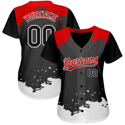 USA Baseball Jersey, Custom Black Black Red 3D Pattern Design Authentic Baseball Jersey, Team Jerseys Baseball