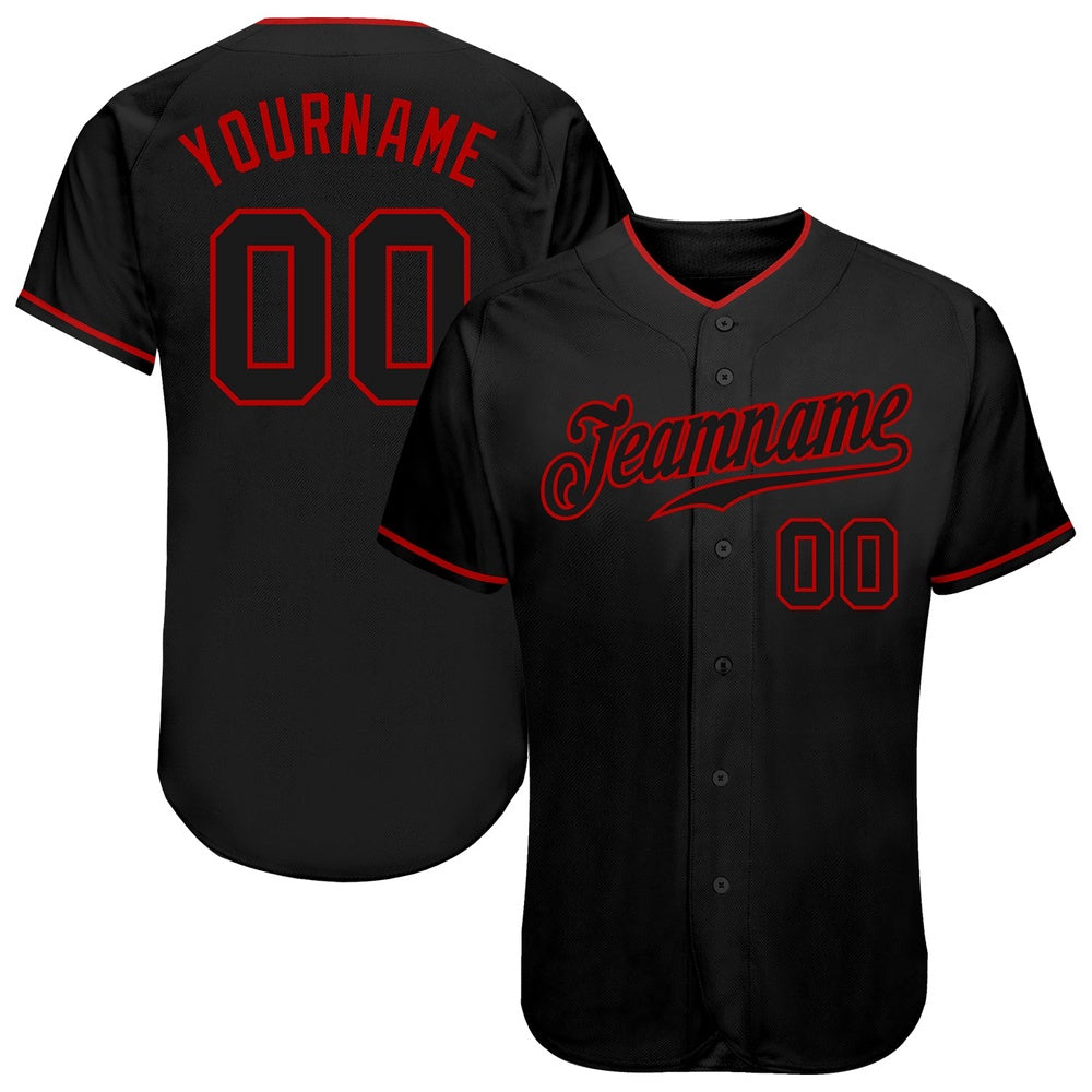 USA Baseball Jersey, Custom Black Black Red Authentic Baseball Jersey, Team Jerseys Baseball